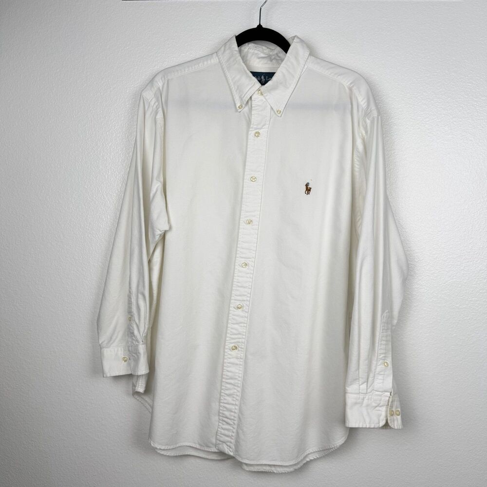 Ralph Lauren Classic Fit White Oxford Button-Down Shirt Men's 17.5 XL Pony Flaw